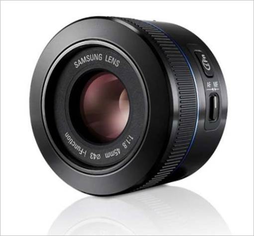Objectifs de la série NX de Samsung avec une longueur focale de 45 mm