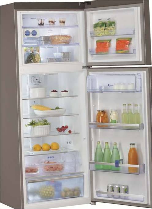 Réfrigérateur Whirlpool WTV 4597 NFC IX avec portes ouvertes